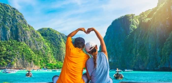 Beautiful moment of love by sea